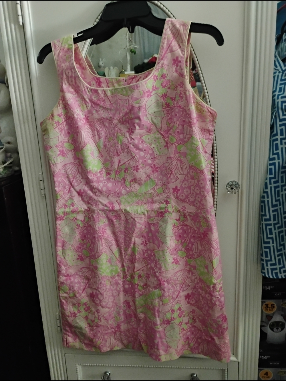 Lilly Pulitzer Pink Floral & Green Print Midi Dress